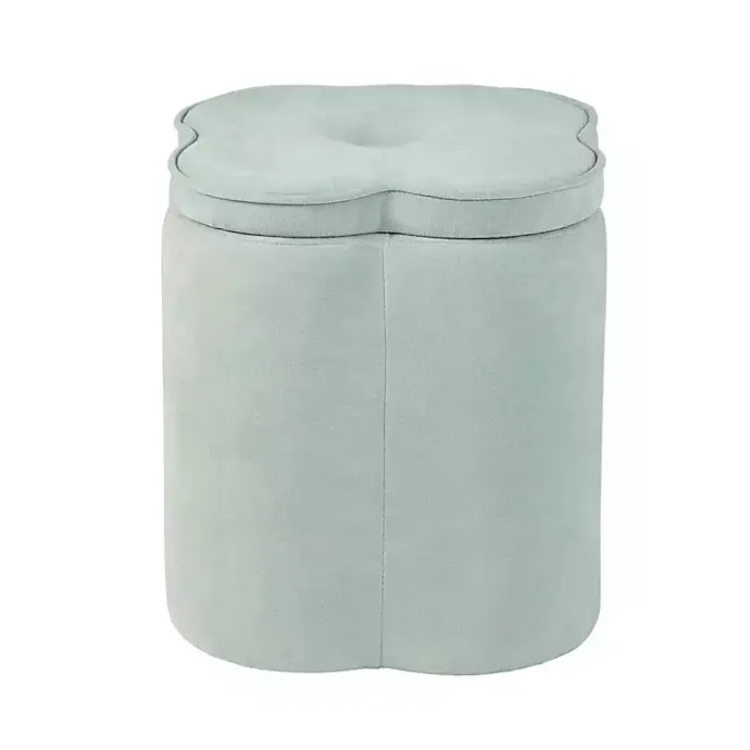 Clearance Kirklands Home Mint Chenille Flower Storage Ottoman Green