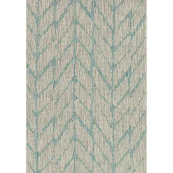 Best Kirklands Home Mist and Aqua Chevron Outdoor Area Rug, 5x7
