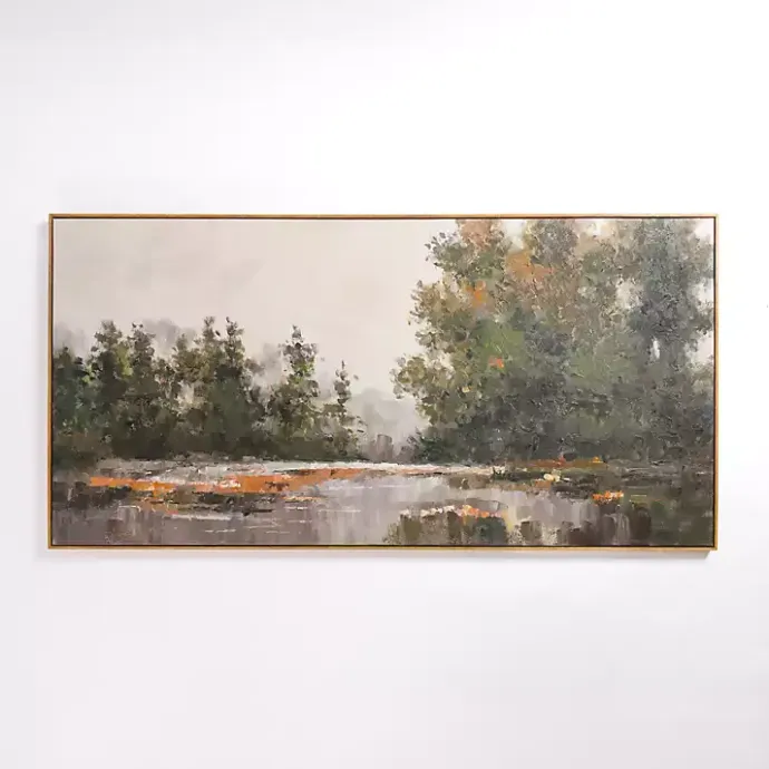 Outlet Kirklands Home Misty Fall Landscape Framed Canvas Art Print Green