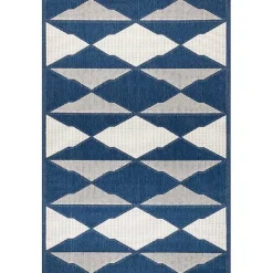 Kirklands Home Mitchell Blue Geo Diamonds Outdoor Rug, 5x8