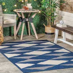 Sale Kirklands Home Mitchell Blue Geo Diamonds Outdoor Rug, 8x10