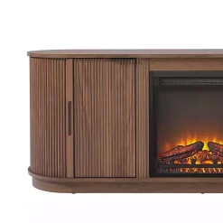 Discount Kirklands Home Mocha Reeded Fireplace Media Cabinet Brown