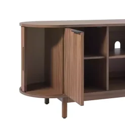 Kirklands Home Mocha Wood Reeded Oval TV Stand Brown