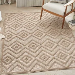 Discount Kirklands Home Mocha Diamond Outdoor Area Rug, 6x9