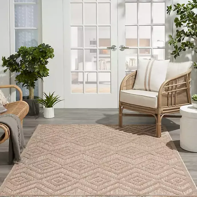 Discount Kirklands Home Mocha Diamond Outdoor Area Rug, 6x9