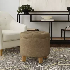 Discount Kirklands Home Mocha Velvet Tufted Storage Ottoman Brown