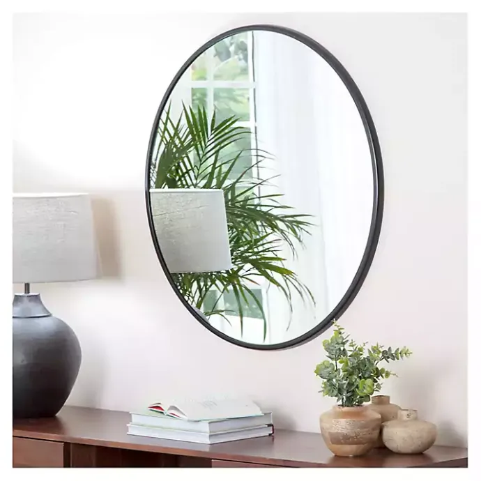Sale Kirklands Home Modern Metal Round Wall Mirror Black