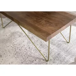 Kirklands Home Modern Mango Wood Brass Coffee Table Brown