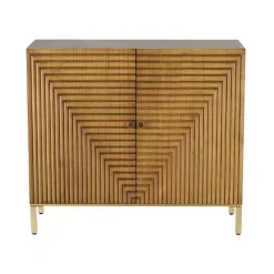 Kirklands Home Modern Wood Geometric Cabinet Brown