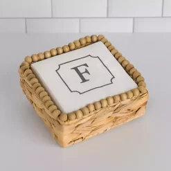Online Kirklands Home Monogram F Beaded Napkin Holder Set