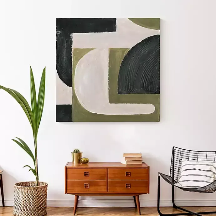 New Kirklands Home Moody Green Shapes I Canvas Art Print