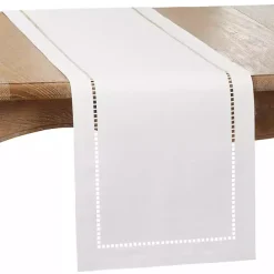 Best Kirklands Home Moonbeam Hemstitch Border Table Runner White