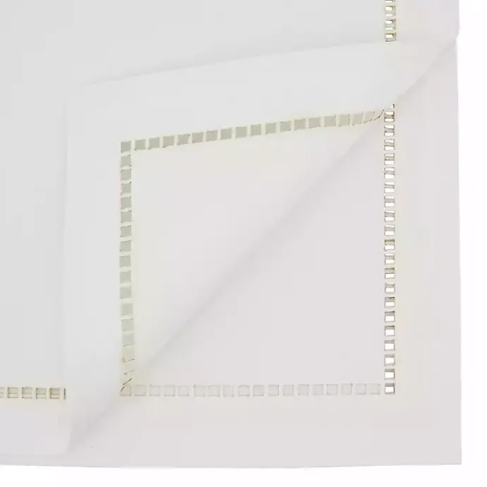 Best Kirklands Home Moonbeam Hemstitch Border Table Runner White