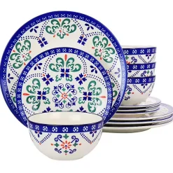 Kirklands Home Mosaic Glazed Round 12-pc. Dinnerware Set