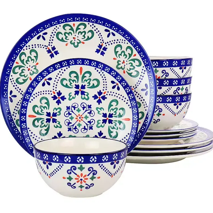 Kirklands Home Mosaic Glazed Round 12-pc. Dinnerware Set