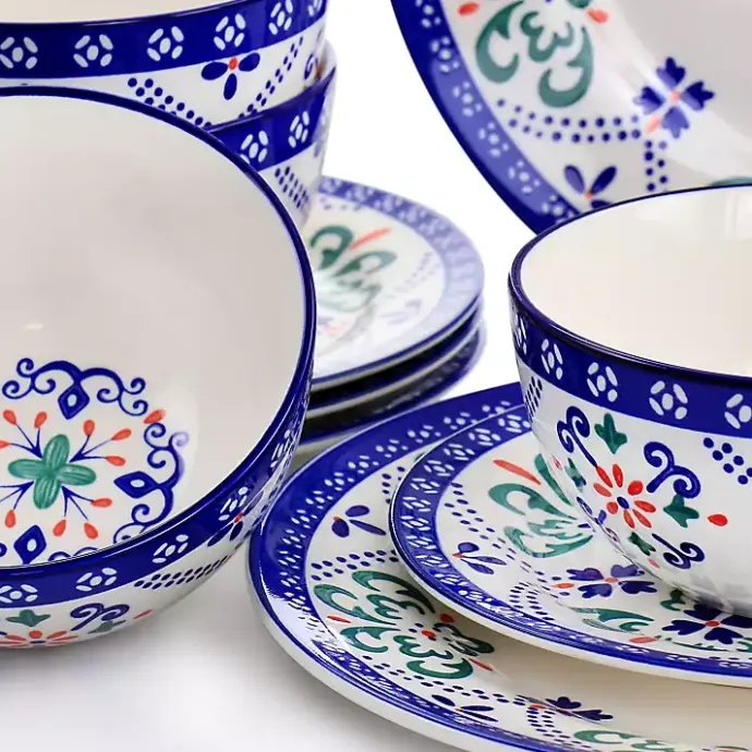 Kirklands Home Mosaic Glazed Round 12-pc. Dinnerware Set