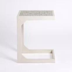 Best Kirklands Home Mosaic Tile White Wood C-Table Blue