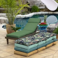 Kirklands Home Moss Leala Texture Outdoor Chaise Cushion Green