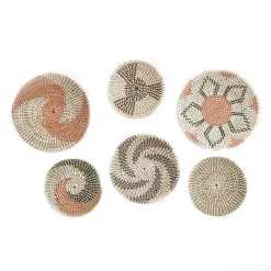 Outlet Kirklands Home Multi Seagrass Round 6-pc. Wall Plaque Set Tan