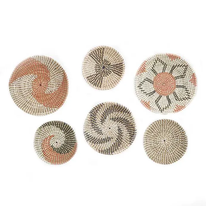 Outlet Kirklands Home Multi Seagrass Round 6-pc. Wall Plaque Set Tan