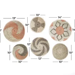 Outlet Kirklands Home Multi Seagrass Round 6-pc. Wall Plaque Set Tan