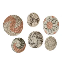 Outlet Kirklands Home Multi Seagrass Round 6-pc. Wall Plaque Set Tan