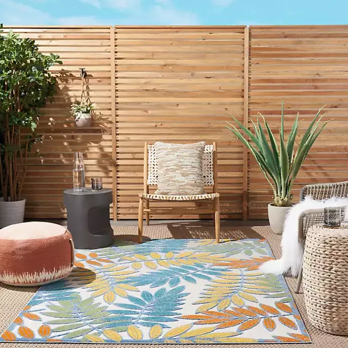 Clearance Kirklands Home color Botanical Outdoor Area Rug, 6x9 Multi
