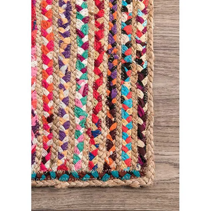 Discount Kirklands Home -Color Braided Jute and Cotton Area Rug, 5x8 Multi