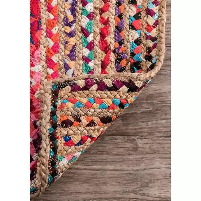 Discount Kirklands Home -Color Braided Jute and Cotton Area Rug, 5x8 Multi