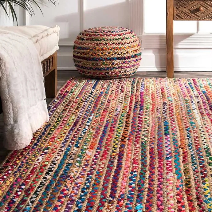 Outlet Kirklands Home -Color Braided Jute and Cotton Area Rug, 8x10 Multi