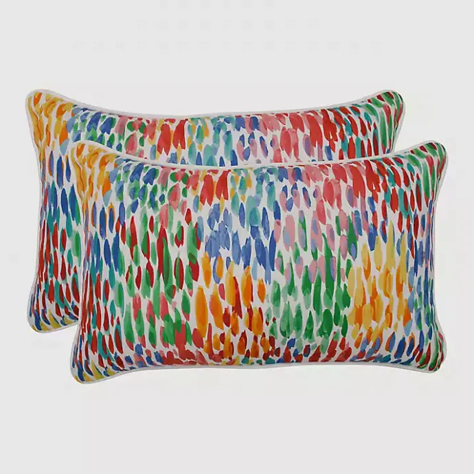 Clearance Kirklands Home color Zinnia Outdoor Lumbar Pillows, Set of 2 Multi