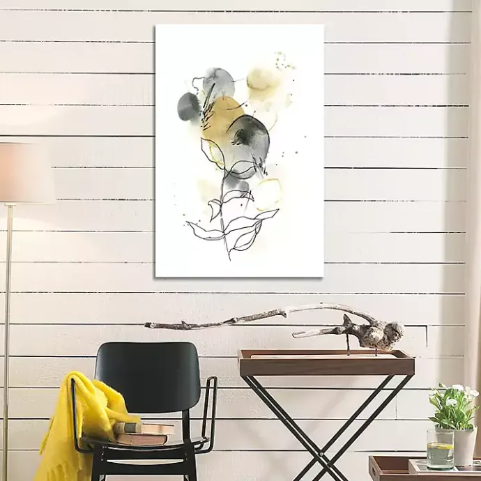Discount Kirklands Home Mustard Yellow and Gray Abstract Canvas Art Print