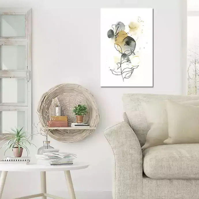 Discount Kirklands Home Mustard Yellow and Gray Abstract Canvas Art Print