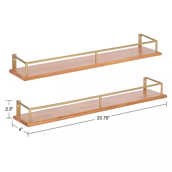 Clearance Kirklands Home Natural & Gold Rectangle Cameron Shelves, Set of 2