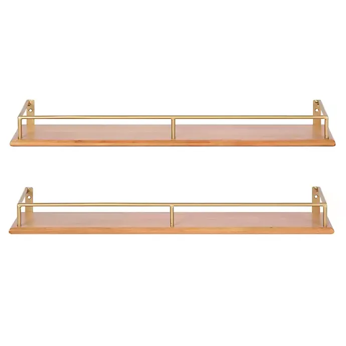Clearance Kirklands Home Natural & Gold Rectangle Cameron Shelves, Set of 2