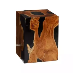 Clearance Kirklands Home Natural Abstract Teak Wood Grain Accent Table Brown