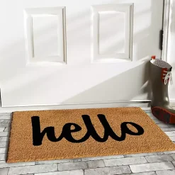 Online Kirklands Home Natural and Black Coir Hello Doormat, 29x17 in.