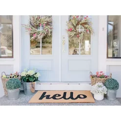 Clearance Kirklands Home Natural and Black Coir Hello Doormat, 36x24 in.