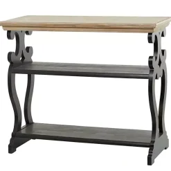 Outlet Kirklands Home Natural and Wood 3-Tier Console Table Black