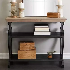 Outlet Kirklands Home Natural and Wood 3-Tier Console Table Black