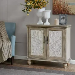 Clearance Kirklands Home Natural and Cream Two-Tone Whitt Cabinet Tan