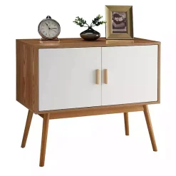 Discount Kirklands Home Natural and White Reversible Doors Cabinet