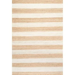 Kirklands Home Natural and White Striped Felix Area Rug, 7x9