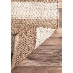 Kirklands Home Natural and White Striped Felix Area Rug, 7x9