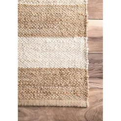 Kirklands Home Natural and White Striped Felix Area Rug, 7x9