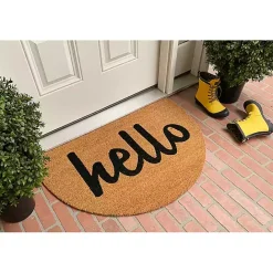 Kirklands Home Natural Arch Hello Doormat Brown