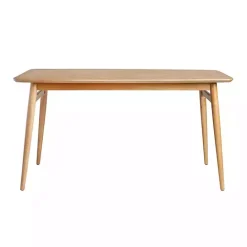 New Kirklands Home Natural Ash Wood Mid-Century Modern Dining Table Tan