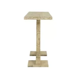 Kirklands Home Natural Barnwood Circular Pedestal Console Table Tan