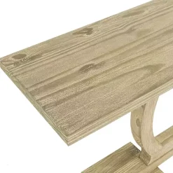 Kirklands Home Natural Barnwood Circular Pedestal Console Table Tan