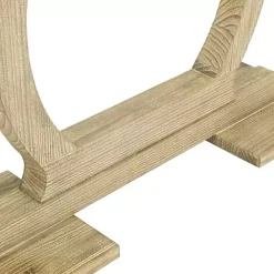 Kirklands Home Natural Barnwood Circular Pedestal Console Table Tan